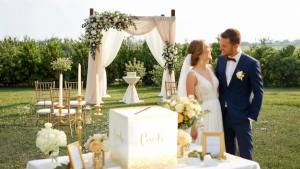 Luxury Gold Foil Style Wedding Card and Gift Box Suitable for Weddings Birthday Parties Receptions Etc.