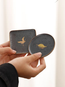 Chinese Ceramics Tea Table Heat Resistant Cup Coaster Simple Luxury Home Use Tea Set Anti-Slip Anti-Scalding Tray Glazed Porcelain