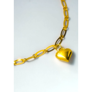 MJ Jewellery 916/22K Gold Paper Clip Bracelet with Love T303