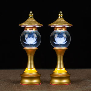 Classy Crystal Lotus Lamp Led Buddha Front Lantern Pilot Lamp Buddha Worshiping Lamp Plug-in Guanyin Lamp Bodhisattva Lamp For Home