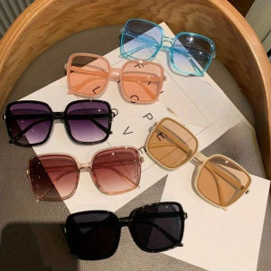 6pcs Large Frame Sunglasses Retro Gradient Square Lens Oversize Cycling Sun Glasses Women Shades Vintage Eyewear UV400