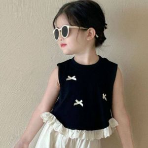 Bow Design Anti-mosquito Childrens Clothing Set Light Summer Wear