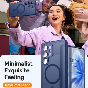 Built-in Lens Protector [Full Camera Protection] [Compatible with Magsafe] Translucent Matte Hard Back Shockproof Protective Phone Case for Samsung Galaxy S25 UltraS25 FES25 EdgeS25+S26 UltraS24 UltraS24 FES24+S23 UltraA16A17A26A36A56