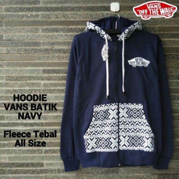 Sweater Hoodie Jaket Zipper Resleting Vans Batik Bahan Fleece