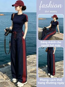 NUANPING | Bộ Quần Áo Thể Thao Elegance Slim Fit Bao Gồm Quần Short Và Quần Ống Rộng