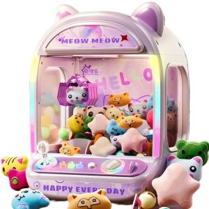 DIY Purple Automatic Doll Machine Kids Coin Operated Play Game Mini Claw Catch Toys Crane Machines Music Doll for Christmas Gift