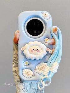 Cute Little Sheep Stand Huawei Mate70Pro+ New Phone Case Soft Silicone Mate60Pro Mate40/50pro P60 Internet Famous Womens Model