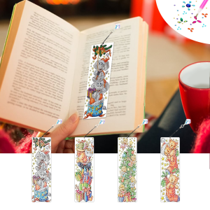 other | 4-Piece Diamond Painting set Bookmark Christmas Pattern acrylic Material essential for Reading lovers Christmas gift