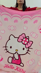 VIdeo.Mền lông Disney hoạt hình Kitty Hồng Kẹo 1m4