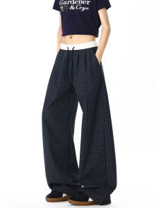 OULUDE | American Casual Plaid Light Summer Loose Straight Leg Pants