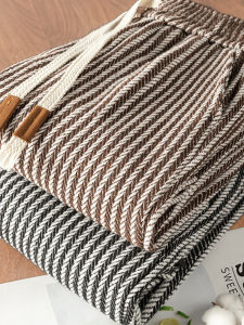 High Quality Straight Leg Pants Loose Fit Casual Striped Spring Autumn New Style plus Size Comfortable Polyester Blend