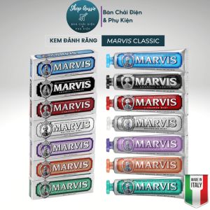 Kem Đánh Răng Ý Marvis Tuýp 85ml & 75ml - Hương Vị Đa Dạng Loại Bỏ Mảng Bám Sạch Răng Thơm Miệng Hơi Thở Thơm Mát Whitening Smokers Classic Strong Mint Garden Blended Collection