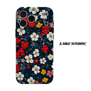 Dark Base Colorful Daisy Phone Case for iPhone 18 17 16 15 14 13 12 11 Air Pro Max Plus Double-layer Cover