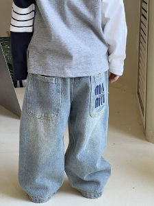 Loose Fit Straight Leg Jeans for Boys Spring Autumn New Style Childrens Long Pants Soft Cotton Versatile for Middle And Small Children