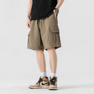 ROMON | Lormen Mens Summer Thin Casual Loose Straight Leg Workwear Shorts Elastic Five-Quarter Pants Fashionable Urban Basic Style