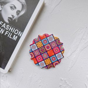 Southeast Asia Creative 3D Relief Glossy Surface Water Absorbent Ceramic Cork Cup Mat Bohemian Ethnic Style Vintage Design