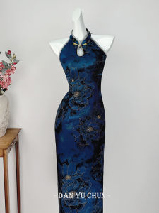 DanYuPure New Chinese Style Cheongsam Young Girl Floral Embroidery Summer Dress Breathable Low Slit Long Qipao for Women