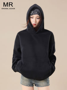 Black Oversize Hoodie Womens Loose Comfortable Slimming Casual Top Heavyweight Lazy Style Autumn Winter New Arrival