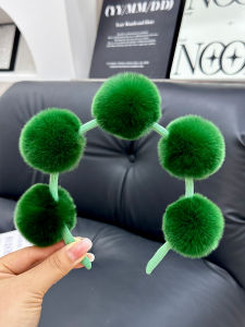 หมวกผ้าคลุมผมขนกระต่ายสีสันสดใสสำหรับผู้หญิง หมวกผ้าคลุมผมทรงกลมขนสัตว์น่ารักสำหรับฤดูใบไม้ร่วงและฤดูหนาว