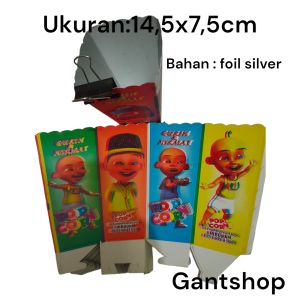 Kertas wadah Popcorn 145 x 75 cm bahan foil silver isi 100 pcs