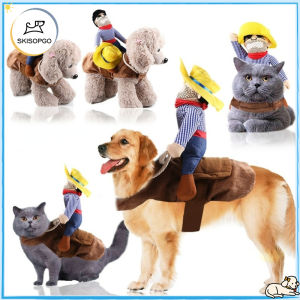SKISOPGO Pet Cosplay Clothes Funny Cowboy Rider Dressing Up Dog Cats Costume Jacket Coats For Dogs