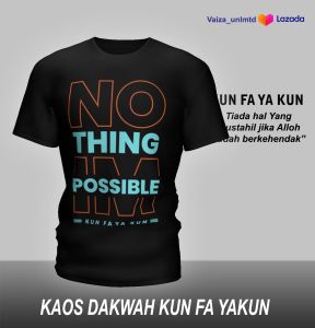 T-Shirt Motivasi Nothing Is Impossible Motif Grafis - Katun Hitam Casual