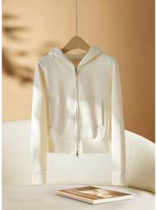 Hooded Crop Sweatshirt Outerwear Milk White