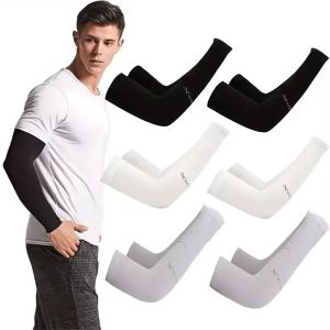 4 Pairs Summer Cycling Cooling Ice Silk Arm Cover Arm Sleeves Running Outdoor Sport Sunshade Protection Woman Men Fingerless Gloves