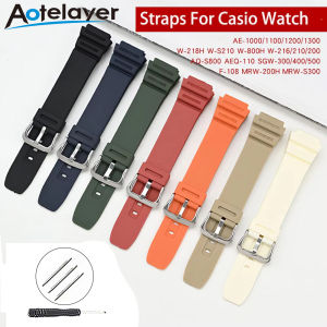 Aotelayer 18mm Rubber Watchband Soft Comfortable Strap For Casio AQ-S810W SGW-300H/400H/500H MRW-200H AE-1000W AE-1300/1200 W-S200H W-800H W-216H