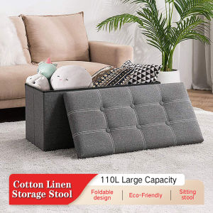 Ottoman Storage Stool Waterproof Sofa Storage Box Leather Cotton Hemp  Large Sofa Chair Bench Seat Foot Stool