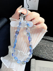 Premium Short Crystal Mobile Phone Chain Pendant Womens Style Flash Diamond Gemstone Handheld Bead Card Back Clip-On Accessory