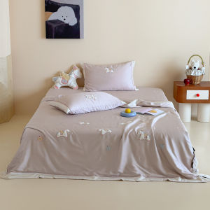 MISU | Embroidered Tencel Summer Blanket Set Cooling Student