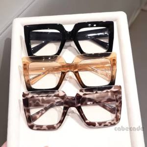 cabecade | 3pcs Oversized Square Reading Glasses Readers Lightweight Eyeglasses Eyewear for Women Clear Lens Leopard Fashion Glasses