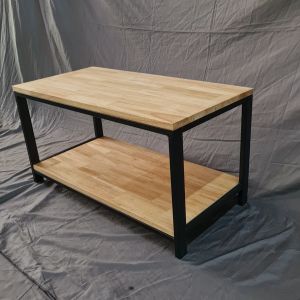 สินค้ามีประกัน โต๊ะกลางโซฟา 2 ชั้น 80x40x40 เหล็กสีดำ / ไม้สีใส