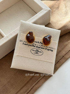 Fearless Amber Colored Womens Earrings Unique Design Fashionable Vintage Ear Jewelry Korean Style Fresh out Accessories