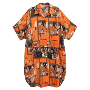 Mid-Length Plus Size Womens Fashion Dress Casual Summer 2024 New Style Loose Fit Polyester Fiber Printed Shirt Dress