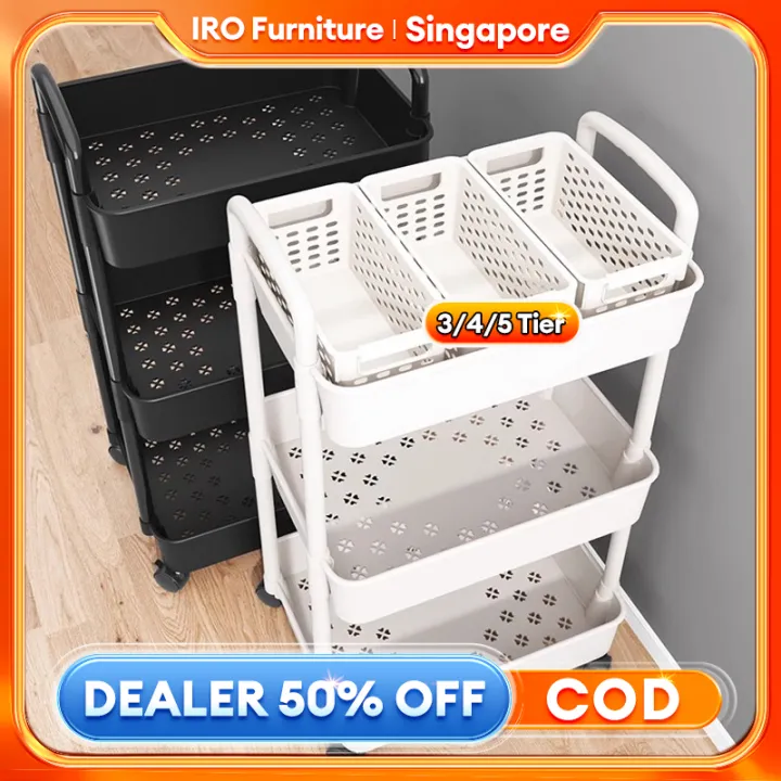 Plastic Trolley Rack Kitchen Storage Rack Shelf With Wheel Multipurpose ...