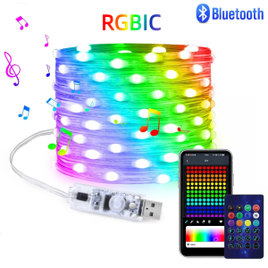 20M/10M RGBIC LED Smart Fairy Color Strip Light USB Bluetooth APP Control String Light DIY for Christmas Party Wedding Home Deco