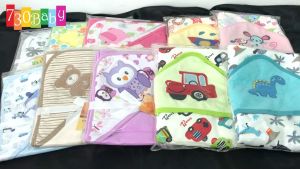 IsALifestyle Baby Soft Cotton Hooded Receiving Blanket Newborn Swaddle Hoodie Wrap Hood Blanket Bedung Bayi Lembut HB