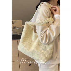 Fresh Cloud Bubble Single Shoulder Shopping Bag Tote Bag Cotton Canvas Korean Style Girl Heart French Creamy Gauze Bag