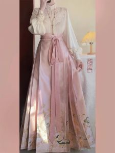 New Chinese Style National Style Suit Female Spring & Fall Plus Size Plus Size Ladies Slimming Youthful-Looking Popular Beautiful Horse-Face Skirt Two-piece Set This Year