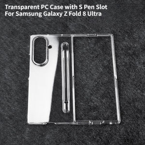 Minimalist Transparent PC Lens Protect Case for Samsung Galaxy Z Fold 8 Ultra Skin Feel Back with S Pen Slot Shockproof Cover