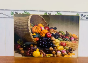 (ẢNH CHỤP) Tranh treo tường tráng gương phòng bếp rau củ quả decor trang trí kèm đinh