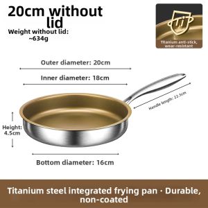 HUAJIDA | Coating-Free Non-Stick Titanium Stainless Steel Frying Pan