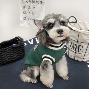 Pet Dog Cat Clothes Schnauzer Teddy Knitted Vest University Style Couple Clothes Sweater Autumn and Winter