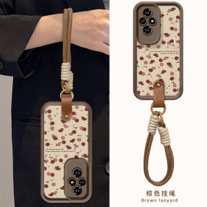 New Casing Honor 200 Pro Honor 90 Lite 70 Magic6 Pro 5G Hot Cute Creative Fresh Retro Fashion Rose Flower Lambskin Lens Protection Phone Case with Lanyard 2025