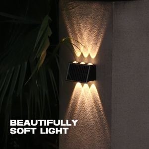 EBUYBEST Outdoor Solar Wall Light Waterproof Up Down Wall Lamp for Garden Villa Yard Lampu Dinding