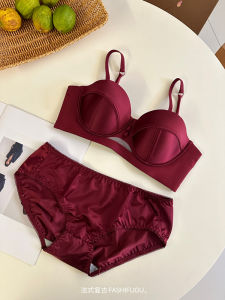 French Style Red Strapless Bra Half Cup AA Cup Bridal Underwear Push Up Plunge Wedding Bra Set Petite Women Lucky Charm Lingerie