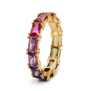 Huitan 5 Colors Shiny Cubic Zircon Women Rings Gold Color Female Daily Wear Stylish Colorful Rings Anniversary Gift Jewelry