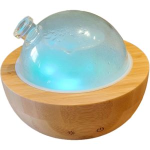 Máy Khuếch Tán Tinh Dầu Siêu Âm 200ml Với Đế Gỗ Thật Máy Tạo Độ Ẩm Bằng Kính Có Mái Vòm Bằng Kính Có Đèn LED Để Thư Giãn Và Chăm Sóc Sức Khỏe